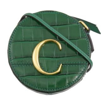 【Chloe’ 蔻依】Mini 品牌字母大C LOGO迷你斜背包圓餅包(綠)
