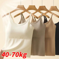 40-70กก.ฤดูร้อนผ้าไหมน้ําแข็งCamisole Top Build-In Braสําหรับผู้หญิงกลับชุดชั้นในถ้วยคงที่Oneชิ้นSli