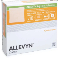 [จัดส่งทันที]  Allevyn Ag non adhesive ขนาด 10x10cm. (แบบมีตัวยาsilver Sulfadiazine) สำหรับฆ่าเชื้อ