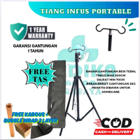 tiang infus portable 2 gantungan free pouch bag+ extra buble wrap | Drip stand infusion