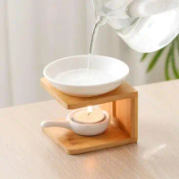 Creative Essential Oil Burner Candle Holder Exquisite Wooden Oil Lamp Aromatic Wax Melt Burner Home