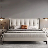 Unique Queen Double Bed King Size Master Modern Salon Bedroom Double Bed Luxury Frame Wood Letto Matrimoniale Room Furniture