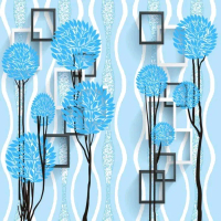 Wallpaper Stiker Dinding Pohon Bunga Biru Ukuran 45 Cm x 10 Meter Dekorasi Pvc Kertas