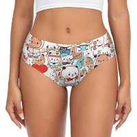 Custom Womens Panda Bear Couple Cartoon Panties Breathable Bubu And Dudu Briefs Underwear -NVSJK
