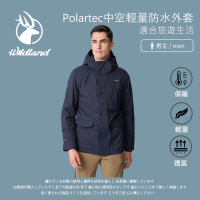 【Wildland 荒野】男Polartec中空輕量防水外套-黑色 0B12910-54(男裝/長袖/外套/保暖外套/休閒外套)