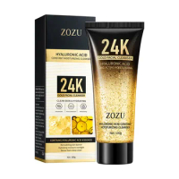 24K Gold Hyaluronic Acid Facial Wash Gel Foam Cleanser Moisturizing Brighten Anti Aging Acne Facial Cleanser Skin Care