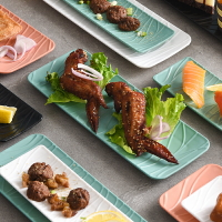北歐簡約盤子長方形壽司長盤塑料日式點心盤西餐盤餐具創意長條盤