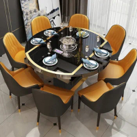 Indoor Modern Folding Induction Cooker Dinner Round Table Turntable Restaurant Apartment Penteadeira Home Furniture