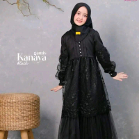Kanaya gamis | Labella | gamis anak tutu brokat | dress anak set hijab