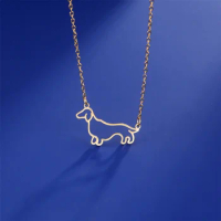 Puppy Dog Pendant Necklace for Girls Cold Color Fashion Animal Pendant Stainless Steel Necklace Women Neck Chain Choker Jewelry