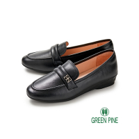 GREEN PINE全真皮樂福內增高輕量休閒鞋黑色(00310381)