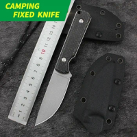 Ultimate Fixed Blade Knife D2 Blade Linen Handle Ideal for Hiking Enthusiasts Bushcraft Camping Perfect Men's Gift with K-sheath