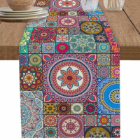 Ethnic Style Egyptian Pattern Table Runner for Dining Table Kitchen Decor Tablecloth Wedding Dining Table Runner