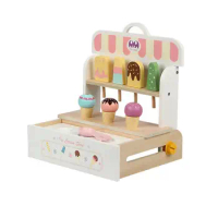 Kid Wooden Play Kitchen Cooking Toy Felt Food Toys For Kitchen Game Ice Cream Toy Set