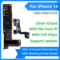 With Face ID Logic Board For iPhone 14 Motherboard Cleaned iCloud Unlocked Mainboard 128GB/256G Tested Well MB