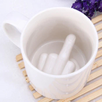 Funny Ceramic Mug Creative Design White Middle Finger Mug Novelty Style Mixing Coffee Tea Milk Cup Birthday Gift
