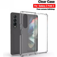 For Samsung Galaxy Z Fold 3 5G Shockproof Case Cornor Thicken Silicone Soft TPU Transparent Back Cover Z Fold 3 Cases Fundas