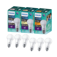 【Philips 飛利浦】6.5W 超極光真彩版 LED燈泡 6入(白光/自然光/黃光 ★新版綠盒)