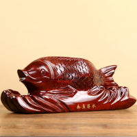 紅木雕刻工藝品東陽木雕風水擺件花梨木擺件實木如魚得水魚擺件