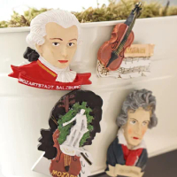 1pcs, Mozart Beethoven Fridge Magnets, Musician Violin Modeling Magnetic Refrigerator Stickers, Creative Music Gift Souvenirs