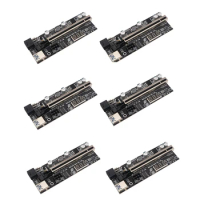 6X Riser Card PCIE Riser 1X To 16X Graphics Extension With Temperature Sensor For Bitcoin GPU Mining