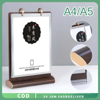A4/A5 Standing Menu Kayu Stand Gantungan Menu Kayu Daftar Harga Stand Menu Holder Holder Menu Kayu