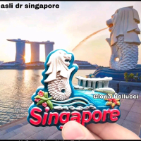 tempelan kulkas magnet singapore patung merlion souvenir oleh oleh negara singapura SG marina bay im