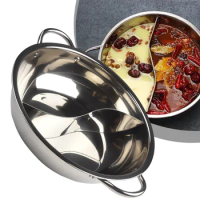 Twin Divided Hot Pot Stainless Steel Compatible Pot Cooker Cooking Cookware Dish Plate Double Hotpot Brand New