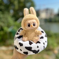 內地直送 - 盲盒labubu 拉布布公仔睡覺床玩偶懶人沙發17CM娃娃豆包躺椅子車載