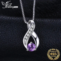 JewelryPalace Infinity Purple Genuine Natural Amethyst 925 Sterling Silver Pendant Necklace Gemstone Necklace for Women No Chain