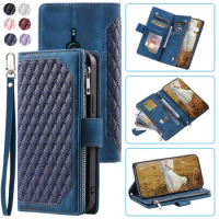 Fashion Zipper Wallet Case For Sony Xperia XZ3 Flip Cover Multi Card Slots Cover Phone Case Card Slot Folio with Wrist Strap