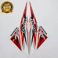 striping honda beat fi 2015 putih list merah stiker list body motor standar