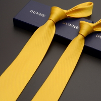 純色領帶男士新郎結婚商務正裝領帶休閑工作8CM金黃色斜紋6cm 潮