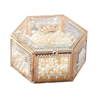 高端定制金色復古皇冠玻璃首飾盒珠寶盒收納盒禮品盒展示道具