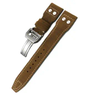 PCAVO For IWC Big Pilot Watch TOP GUN SPITFIRE Le Petit Prince Calfskin Strap 20mm 21mm 22mm Genuine Leather Rivet Watchband