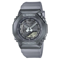【CASIO 卡西歐】G-SHOCK 時尚經典八角型金屬殼雙顯錶-迷霧灰(GM-S2100MF-1A 半透明錶帶)