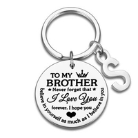 Brother Gift for Big Little Brother Keychain for Brother Stepbrother Keyring Christmas Birthday Thanksgiving Day Easter Gift