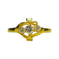 Elegant 916 Gold Zircon Ring - Traditional 22K Yellow Gold Ring for Women