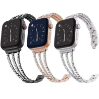 Stainless Steel Strap For Apple Watch Band Rhinestone Diamond Band 38mm 42mm Series 1 2 3 For Apple Watch 40mm 44mm Series 4 5