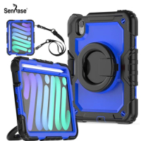 For Apple iPad mini 6 mini6 6th Gen 2021 A2567 A2568 A2569 Case Kids Shockproof Pull Ring Shoulder Strap Stand Tablet Cover