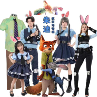 兔子警官cosplay萬聖節 瘋狂動物城 cos角色扮演 男女親子 朱迪兔子警官 情侶舞臺扮演 洛麗塔女童 大人尼克狐狸
