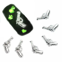 Gun Nail Art Decorations Metal Pistol Nail Decor Silver Nailart Supplies 3d Punk Design Accessories Kawaii Studs