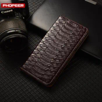 Python Skin Genuine Leather Case For Infinix Note 8 10 11 11S 12 G96 30 VIP Pro 4G 5G Smartphone Wallet Flip Cover