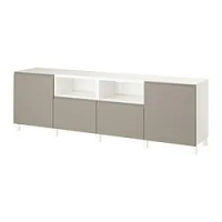 meja TV dengan pintu dan laci, putih/Hammarsmed/Stubbarp krem, 240x42x74 cm