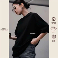 Áo thun phông cotton 100% in chữ Nổi BLESSED form rộng tay ngắn Genz dio