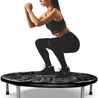 36/38" Foldable Mini Trampoline, Fitness Trampoline with Safety Pad, Stable &amp; Quiet Exercise Rebounder for Adults Indoo