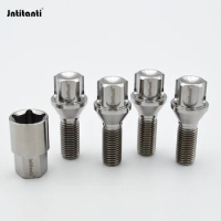 Jntitanti Gr5 titanium wheel rim screw bolt lock anti-theft cone seatM12/M14xM1.25/1.5x28mm 16+1ps 20+1key