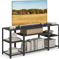 US VASAGLE TV Stand for 65 Inches TVs, Industrial Entertainment Center, Modern TV Console with