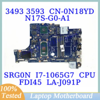 CN-0N18YD 0N18YD N18YD For Dell 3493 3593 W/SRG0N I7-1065G7 CPU Mainboard FDI45 LA-J091P Laptop Motherboard N17S-G0-A1 100% Test