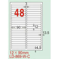 【龍德】LD-869(圓角) 雷射、影印專用標籤-紅銅板 12x90mm 20大張/包